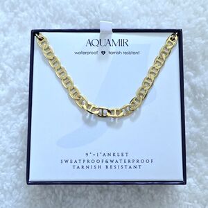 Aquamir Waterproof Gold💛 Flat Mariner⚓️ Link Chain⛓️ Anklet🦶 - NIB